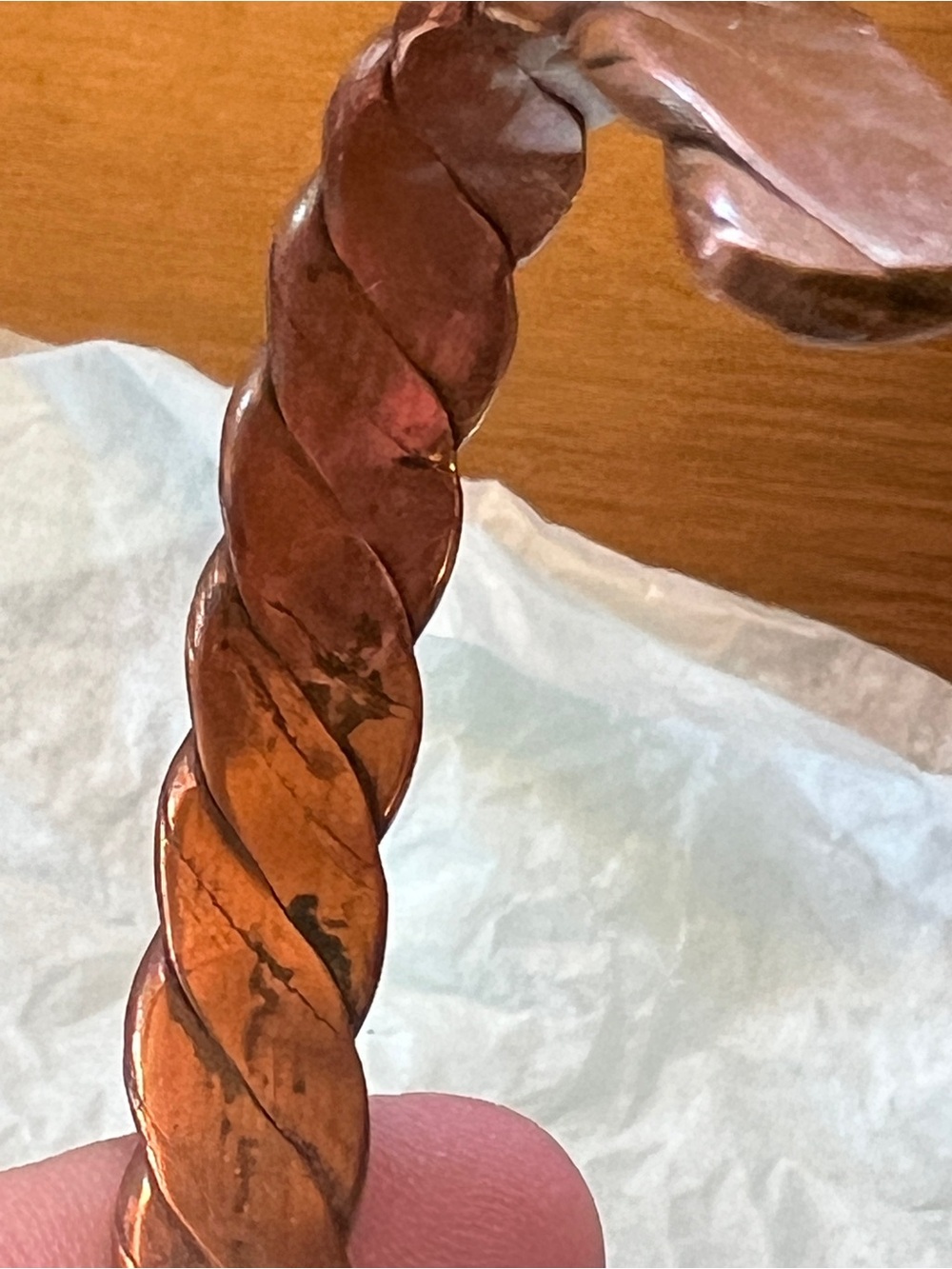 Vintage Aged Twisted Copper Cuff Bracelet - Picture 7 of 7